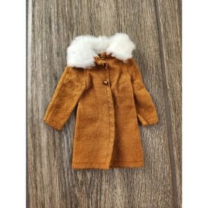 Vintage Francie "Best Buy" Brown Coat Barbie Gold Button White Faux Fur Collar